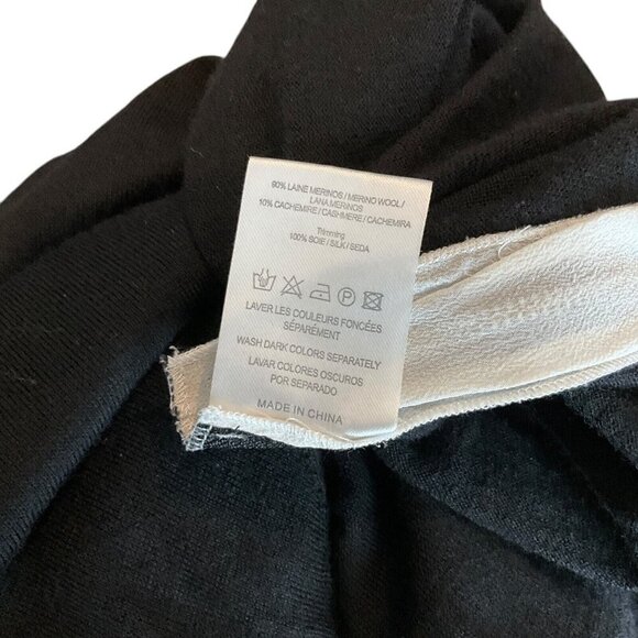 Sandro Paris Merino Wool Sweater Black Size 2 / S Silk Details Zipper Pullover - Picture 13 of 13